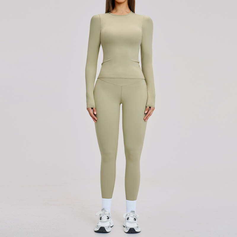 Seamless Activewear Tracksuit Women Long Sleeve Top &amp; Tights Fashion Clothing