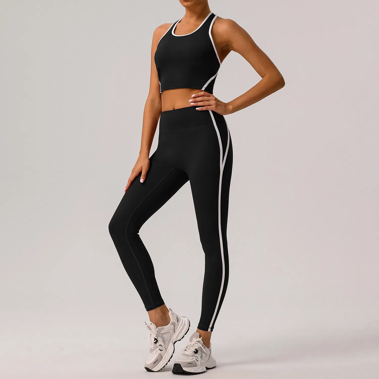 Custom Sportswear New Athletic Wear High Waist Yoga Leggings Womens Gym Workout Suit Short Sleeve Activewear Set Fitness Running Apparel for Woman