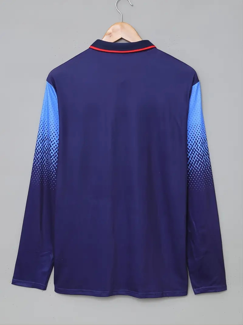 Wholesales New Men's Business Fashionable Casual Long Sleeves Blue Sports Wear Printed Polo Neck Shirts Sports Jersey
