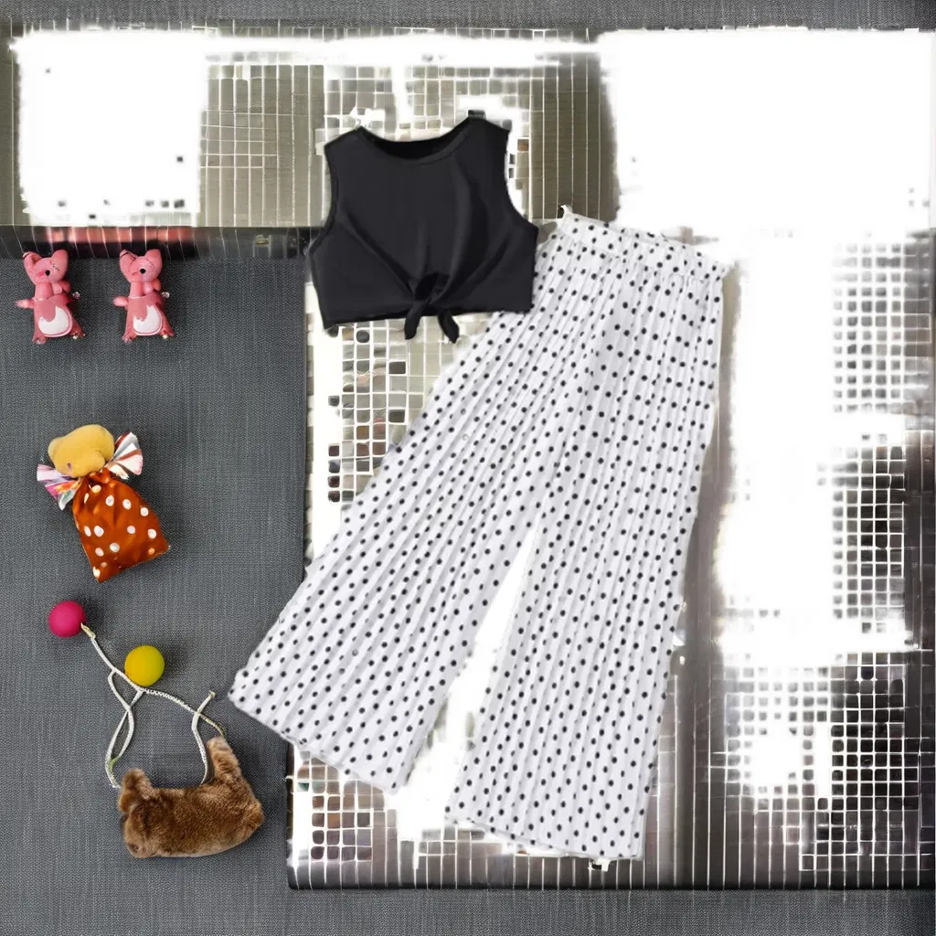 Boutique Fashion Cute Solid Pattern Casual Shirt Pants Style Children's Clothing