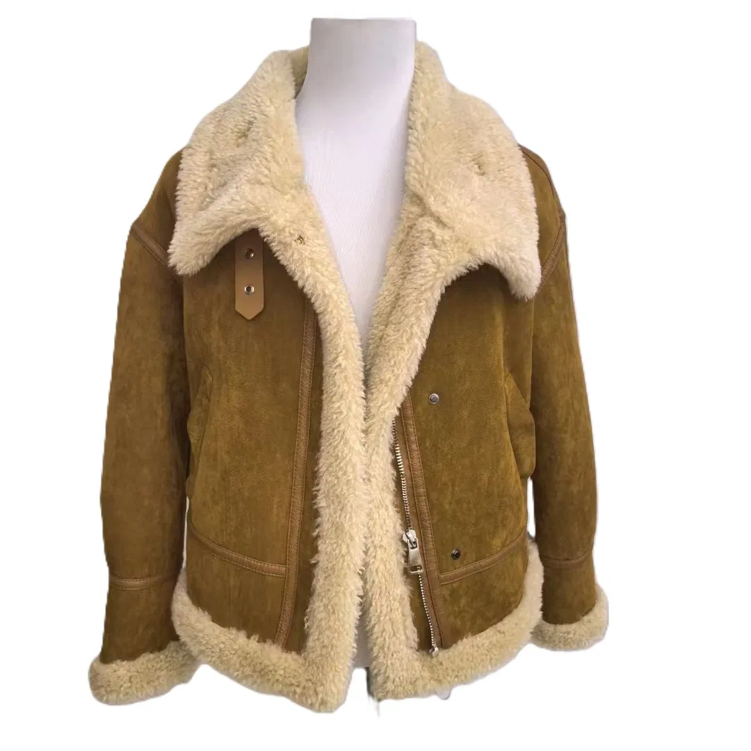 Factory Wholesale Faux Shearling Lined PU Leather Jacket Warm Urban Streetwear Outerwear