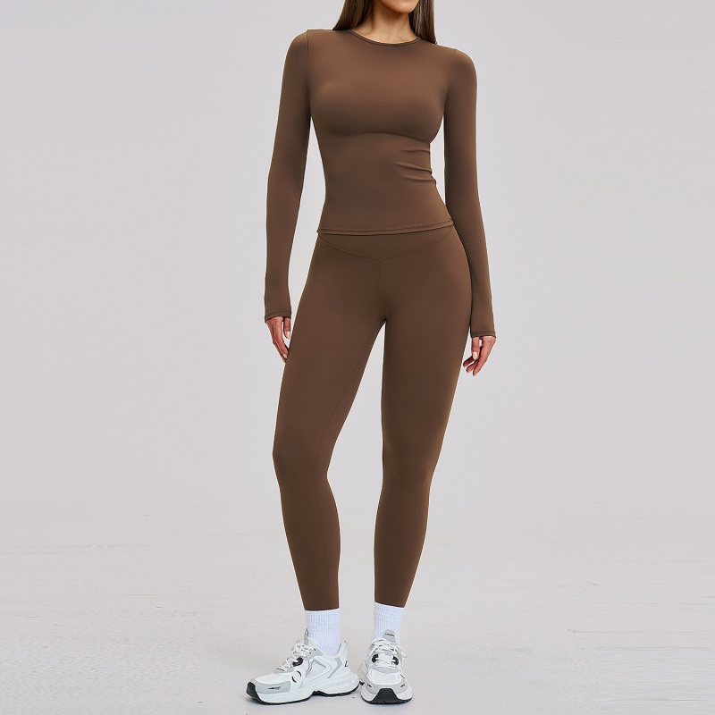 Seamless Activewear Tracksuit Women Long Sleeve Top &amp; Tights Fashion Clothing