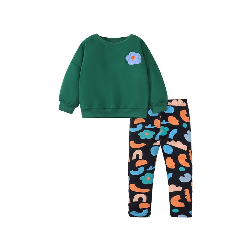 Wholesale Children Babe Sweatshirt Top Legging Bottom Pants Baby Girls 2PCS Fall Boutique Clothing