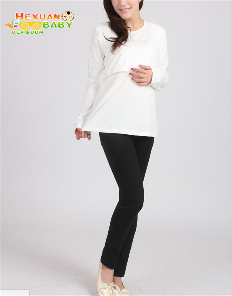 2025 Casual Maternity Solid Shirts Fashion Pregnancy Long Sleeve Tops for Maternity Breastfeeding and Nursing Clothes Wear