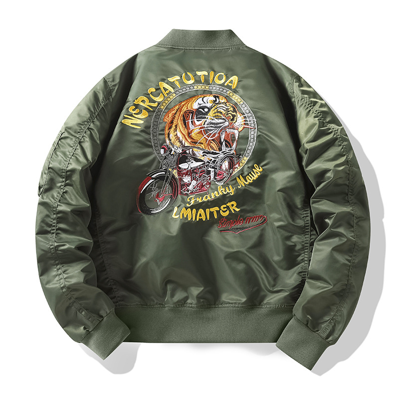 Custom Embroidery Logo Men's Windbreaker Outerwear Jackets Plus Size Winter Vintage Polyester Waterproof Oversize Bomber Jacket