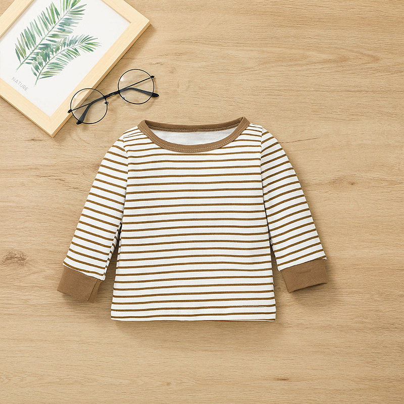 Toddler Baby Boys 2 PCS Cotton Loungewear Sets Kids′ Ribbed Knit Long Sleeve Tee and Pants Pajama Clothes