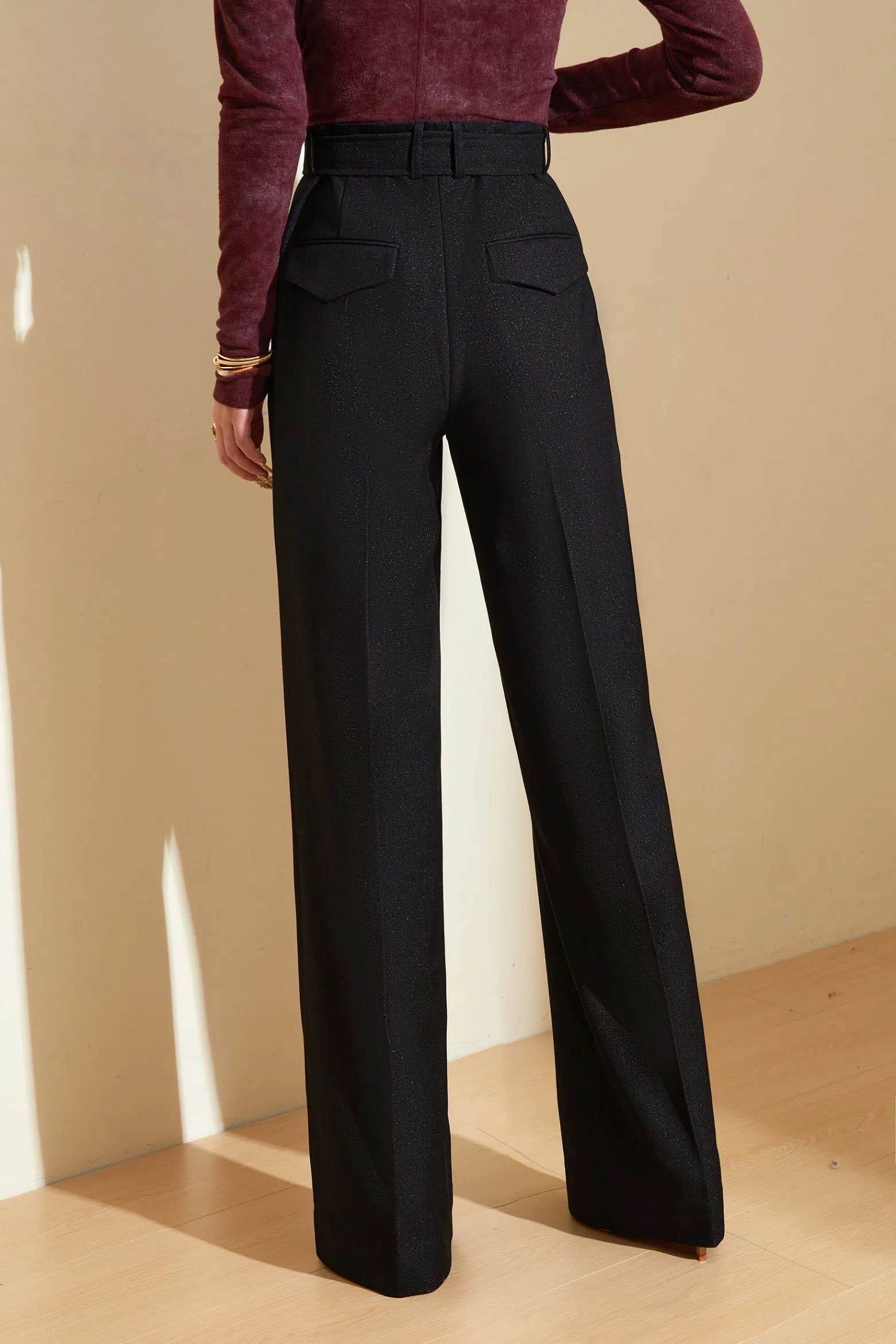Casual Thickened Wide-Leg Trousers - Women's Office Wear