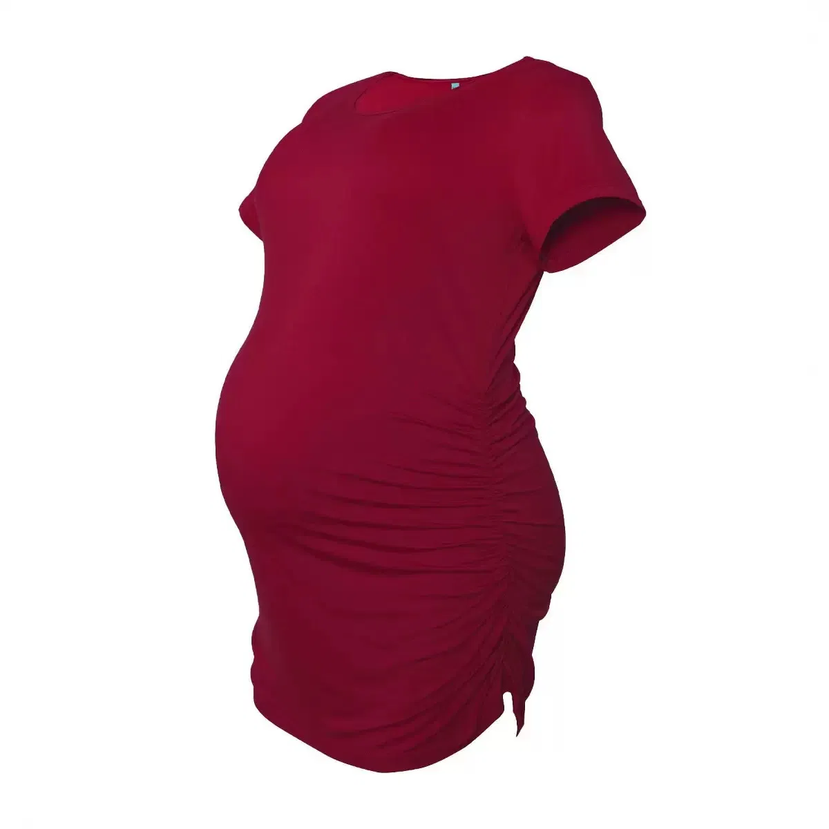 Bamboo Womens Maternity Classic Side Ruched Tee Top Mama Pregnancy Clothes