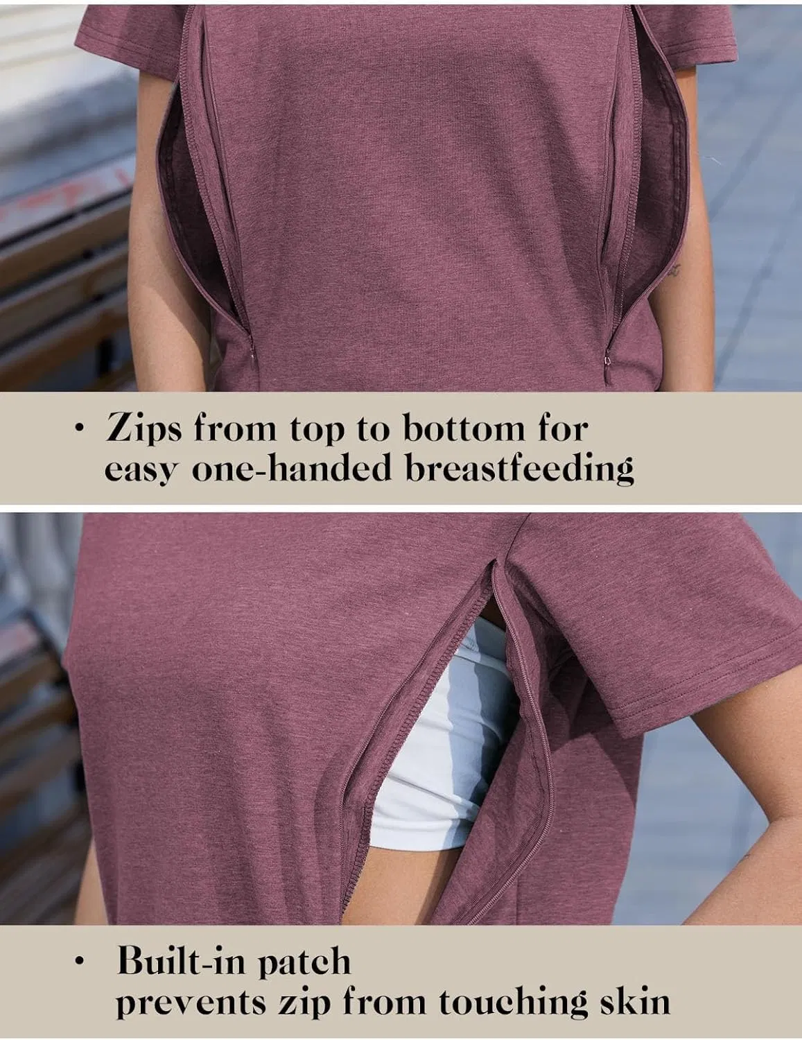 Custom Made Loose Fit Jersey 95% Viscose From Bamboo 5% Spandex Nursing Shirts Maternity Clothing