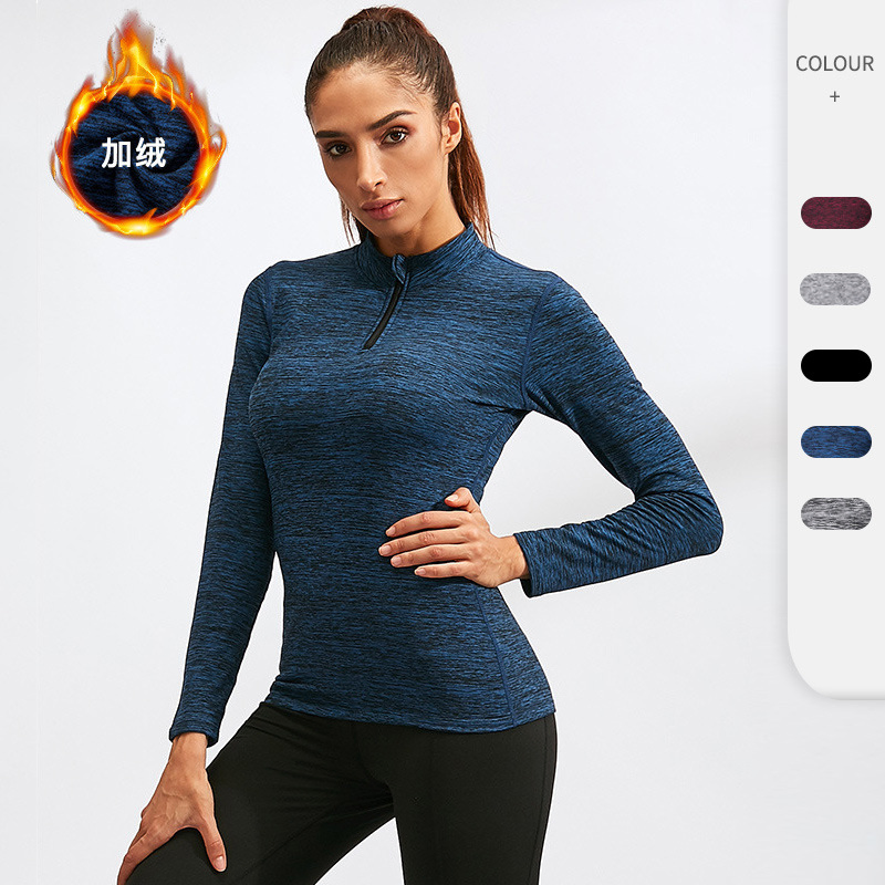 Women Zip Fitness Yoga Shirt Gym Top Activewear Running Workout Clothes