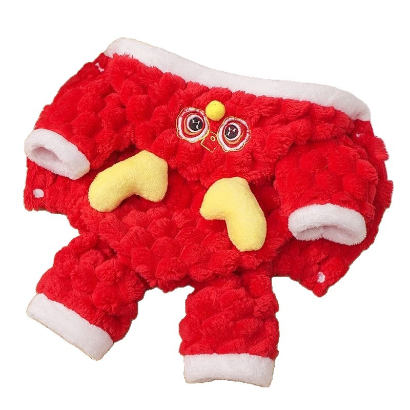 New Year Festive Dragon Costume Pet Clothes, Teddy, Small Dog Clothes, Winter Warm Tang Suit.