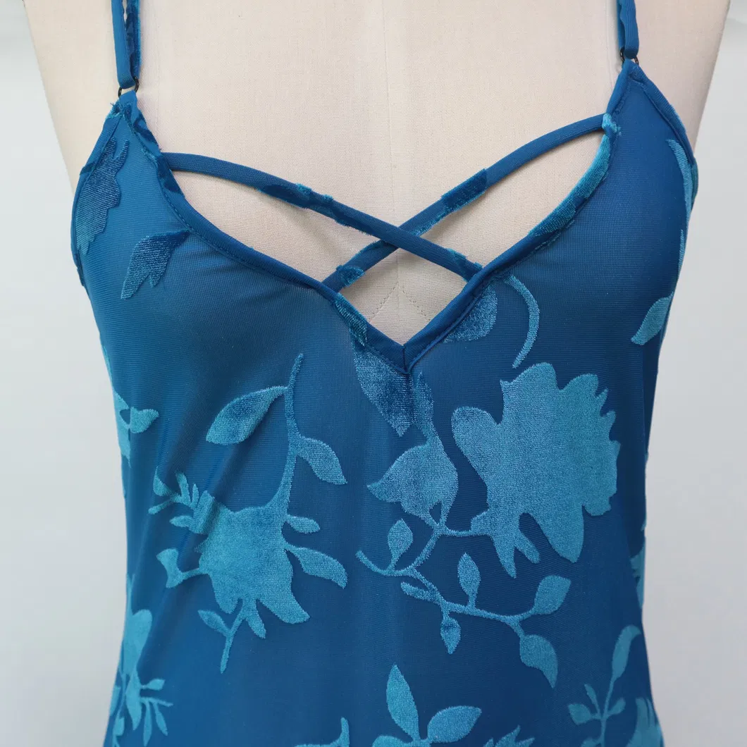 Blue Floral Pajamas View 4