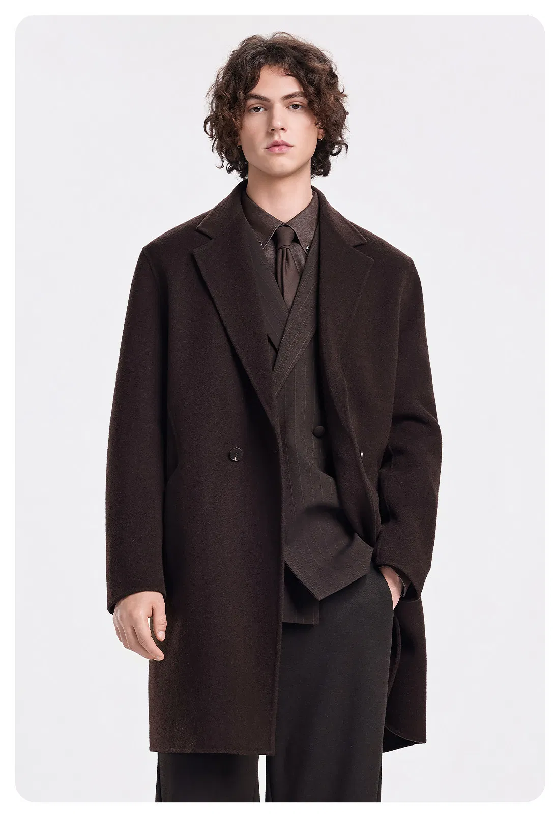 Manufacturer Wholesale High-End Regular Fit Double Breast Formal Men's Double Face Wool Coat for Winter Wear