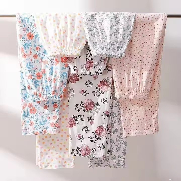 Cartoons Print Two Pieces Pajamas Set Autumn Paopao Cotton Sleepwear Korean Fashion Home Clothes Ladies Pants and Top Loungewear