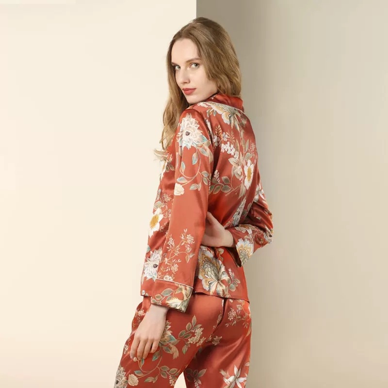 Custom Print 100% Silk Pajama Set 19mm/22mm/25mm Luxury Silk Sleepwear