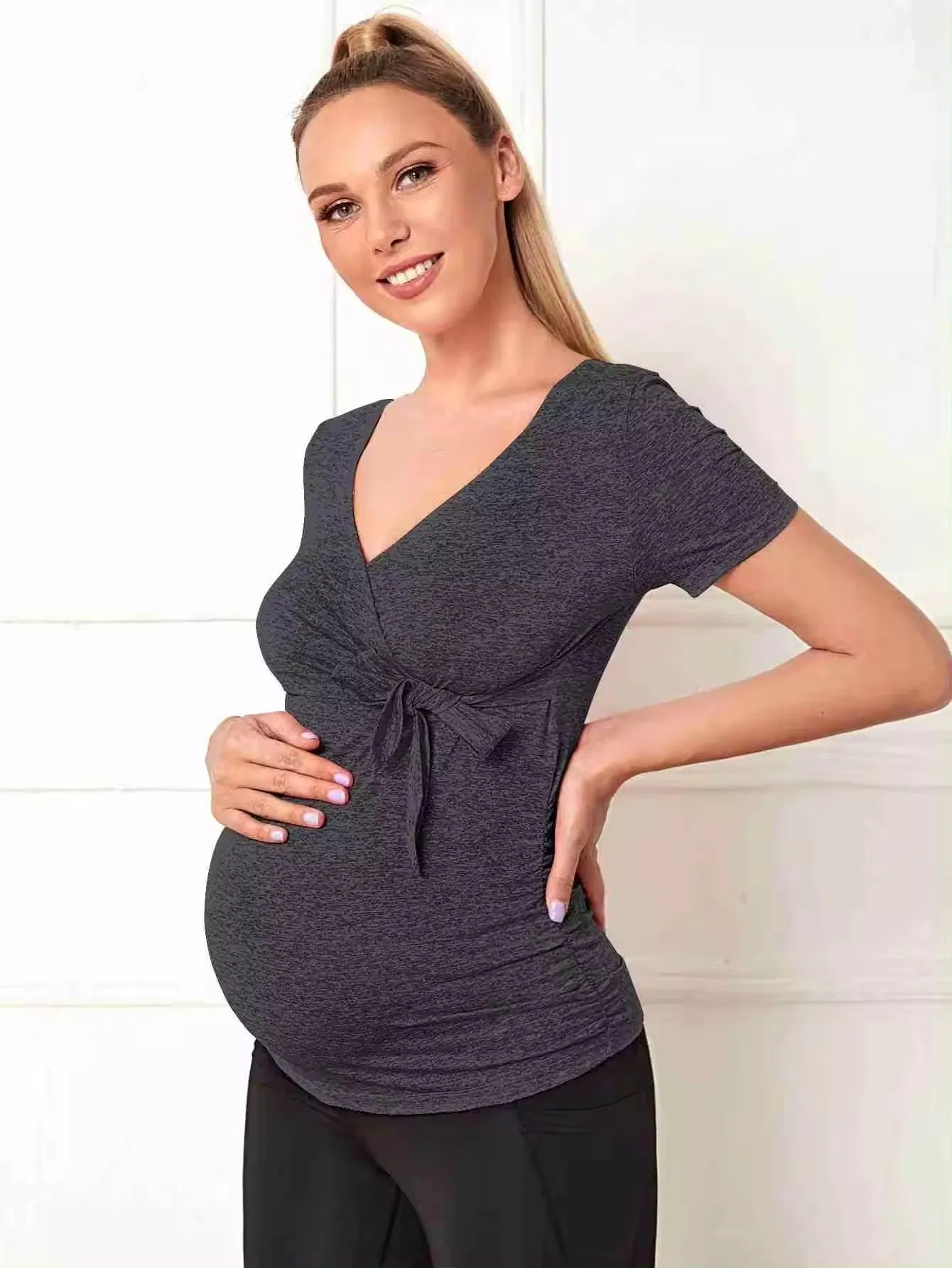 Solid Pregnancy Clothes and Pants Clothing Breastfeeding Pyjamas Wholesale Nursing Cover Maternity Tops Pajama