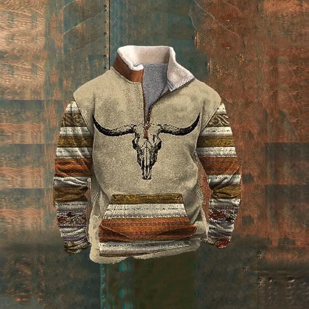 Men's Hoodie Custom Sublimation Pullover, Retro Casual Streetwear Jacket, Fashion Tribal Style Men's Clothing, Wholesale Clothing