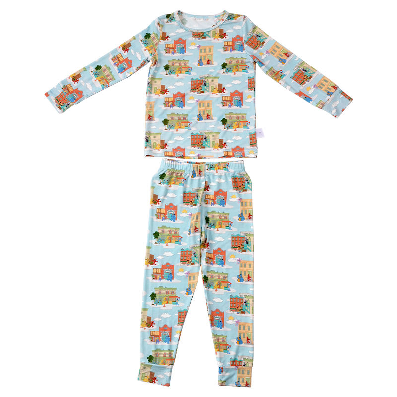 OEM Clothing Manufacturer Organic Bamboo Kids Pajamas Kids Sleeping Suit Custom Children Pyjamas Boys Slpeepwears Kids Loungewear Children Clothes