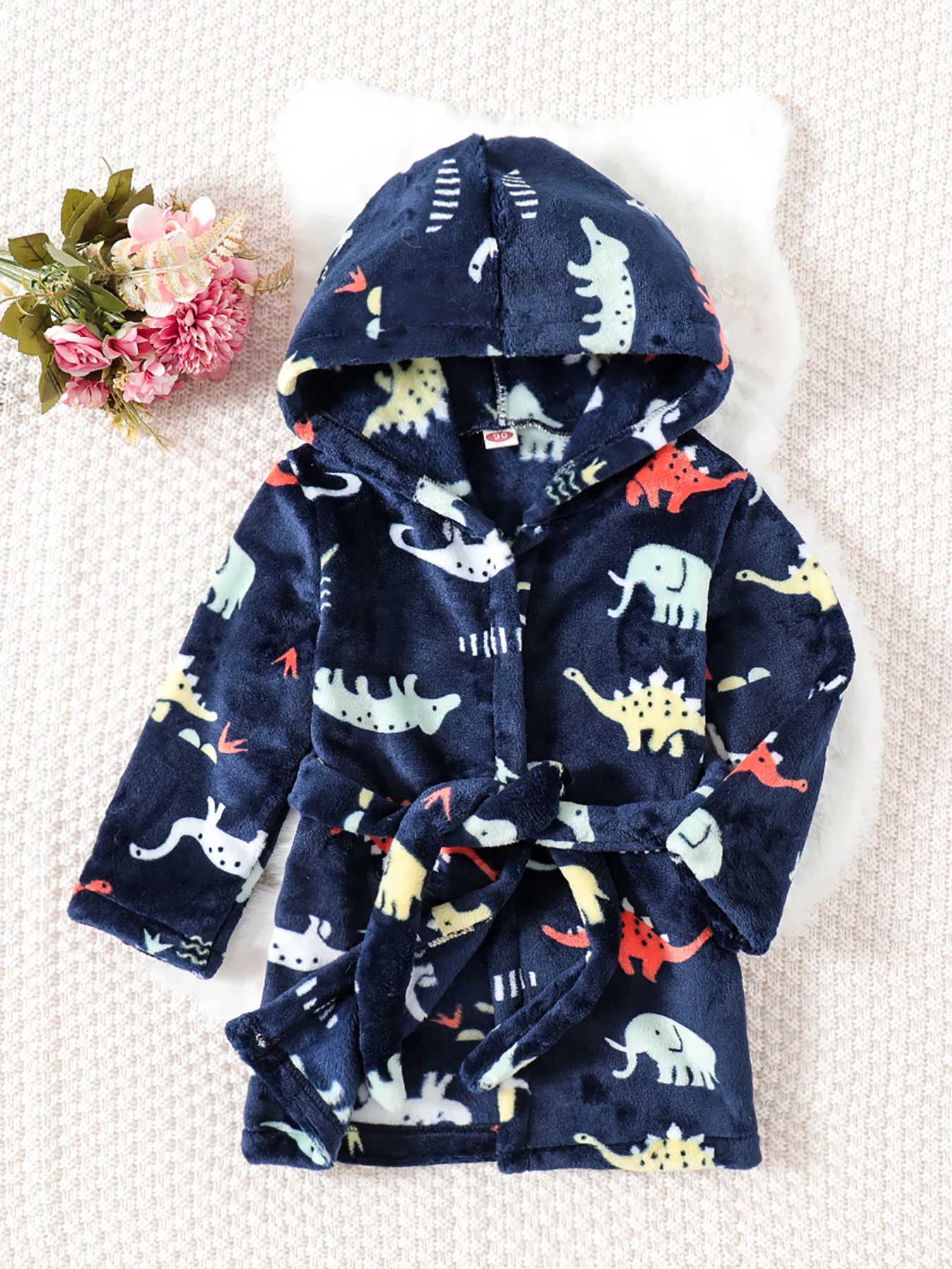 Children Kids Sleepwear Flannel Hooded Bathrobe Plush Breathable Pajamas