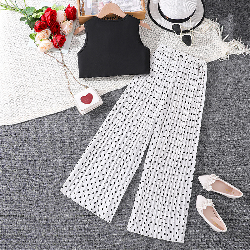 Boutique Fashion Cute Solid Pattern Casual Shirt Pants Style Children's Clothing