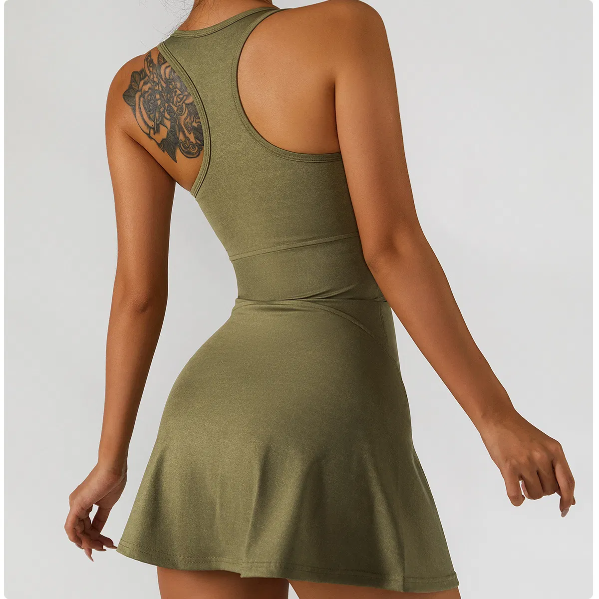 Summer Sleeveless Tennis Dress Women Solid U Neck Golf Badminton Dresses Suit Gym Fitness Sportswear Apparel