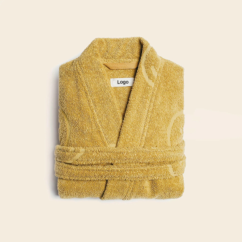 Custom Logo Cotton Bath Robes Luxury Woven Jacquard Terry Sleepwear Bathrobes