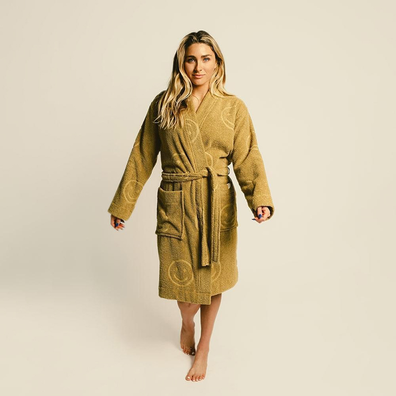 Custom Logo Cotton Bath Robes Luxury Woven Jacquard Terry Sleepwear Bathrobes