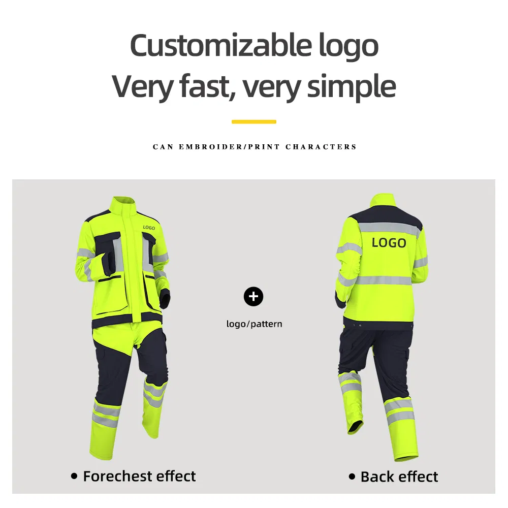 High Visibility Safety Work Uniforms Winter Heavy Hi Vis Waterproof Workwear Jackets Pants Reflective Outdoor Work Clothes