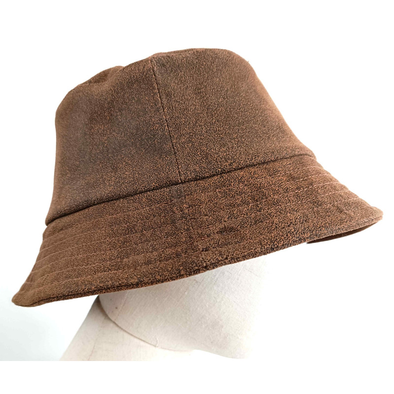 Real Leather Garments Bucket Fishermen Cap Baseball Snapback Hat Wear