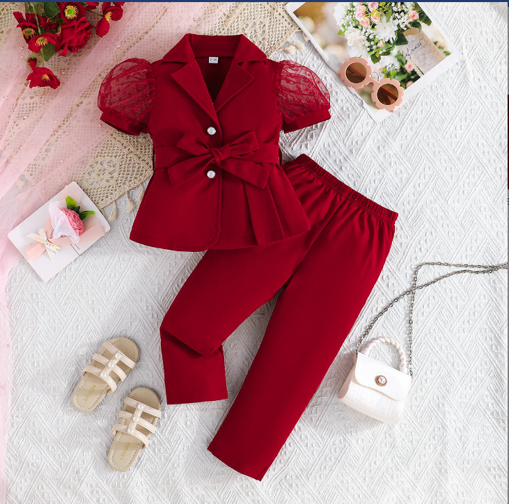 Baby Clothes Girls Solid Color Vest Top Floral Wide Leg Pants 2PCS Clothes for Kids Fashion Children's Clothing