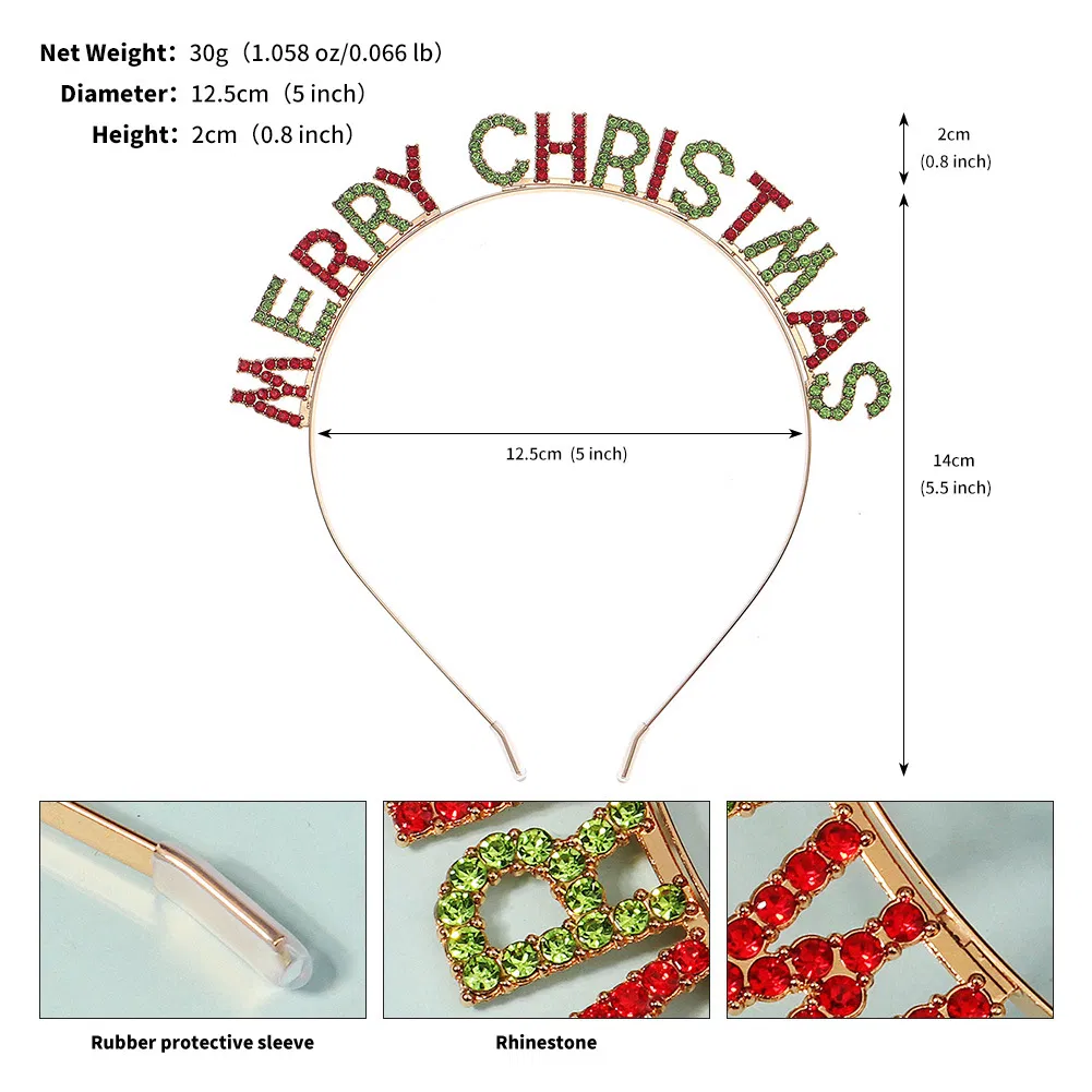 New Jewelry Merry Christmas Headband New Year's Party Fashion Rhinestone Hair Accessories