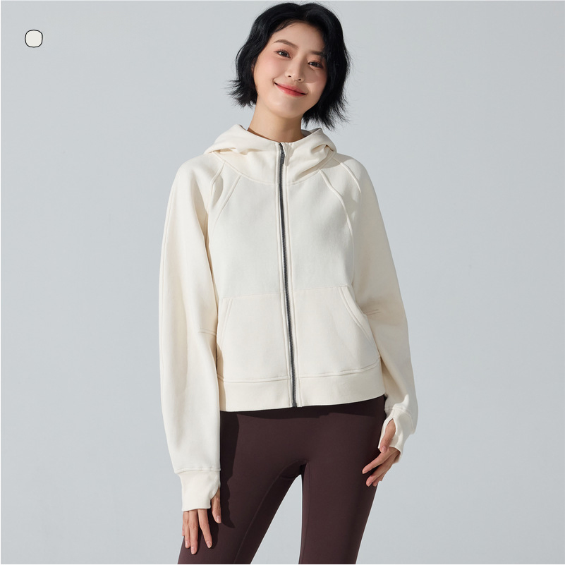 Casual Trendy Comfy Fall Winter Athletic Clothes Zip up Hoodies Fleece Lined Cotton Jackets for Women, Long Sleeve Outerwear with Side Pockets and Thumb Holes