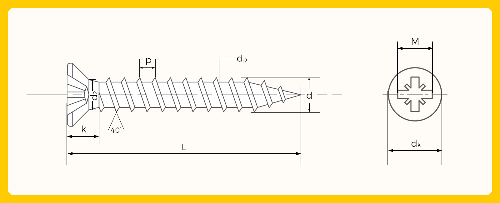 wood screw drawing