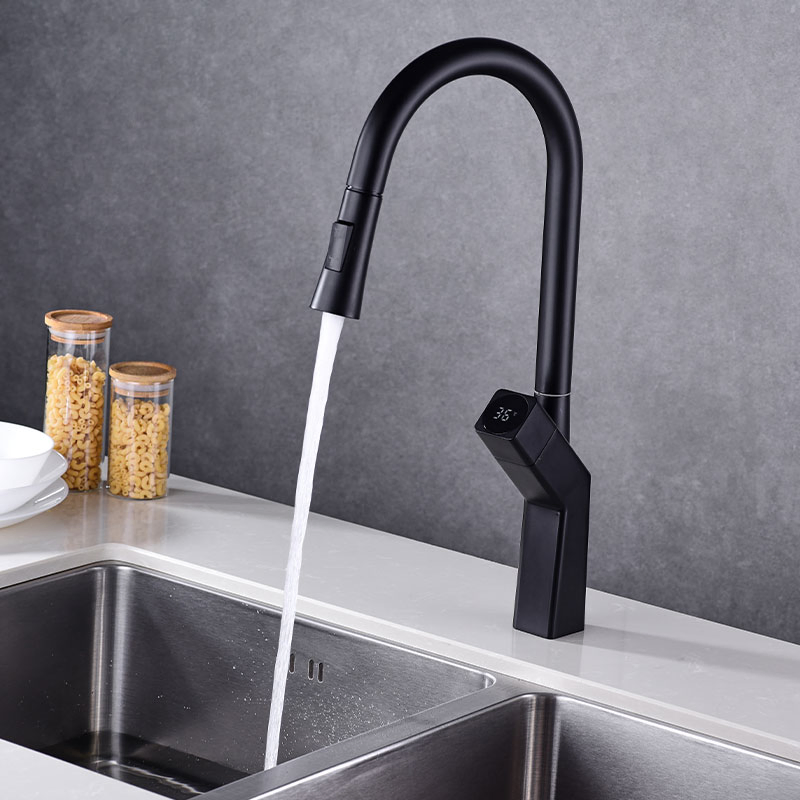 Brass Cold Hot Water2-in-1 Head Pull out Kitchen Faucet with Flexible Spout