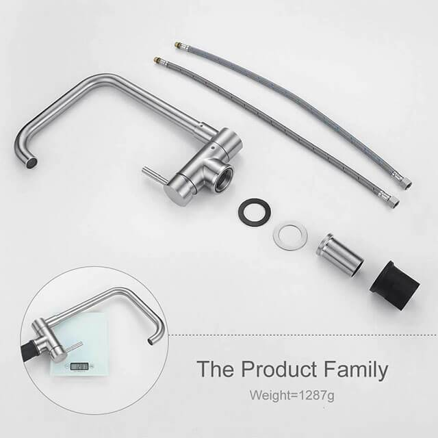 Landonbath Modern Chrome Finished Stainless Steel Brushed Deck Mounted Kitchen Faucet Mixer Tap for Sink