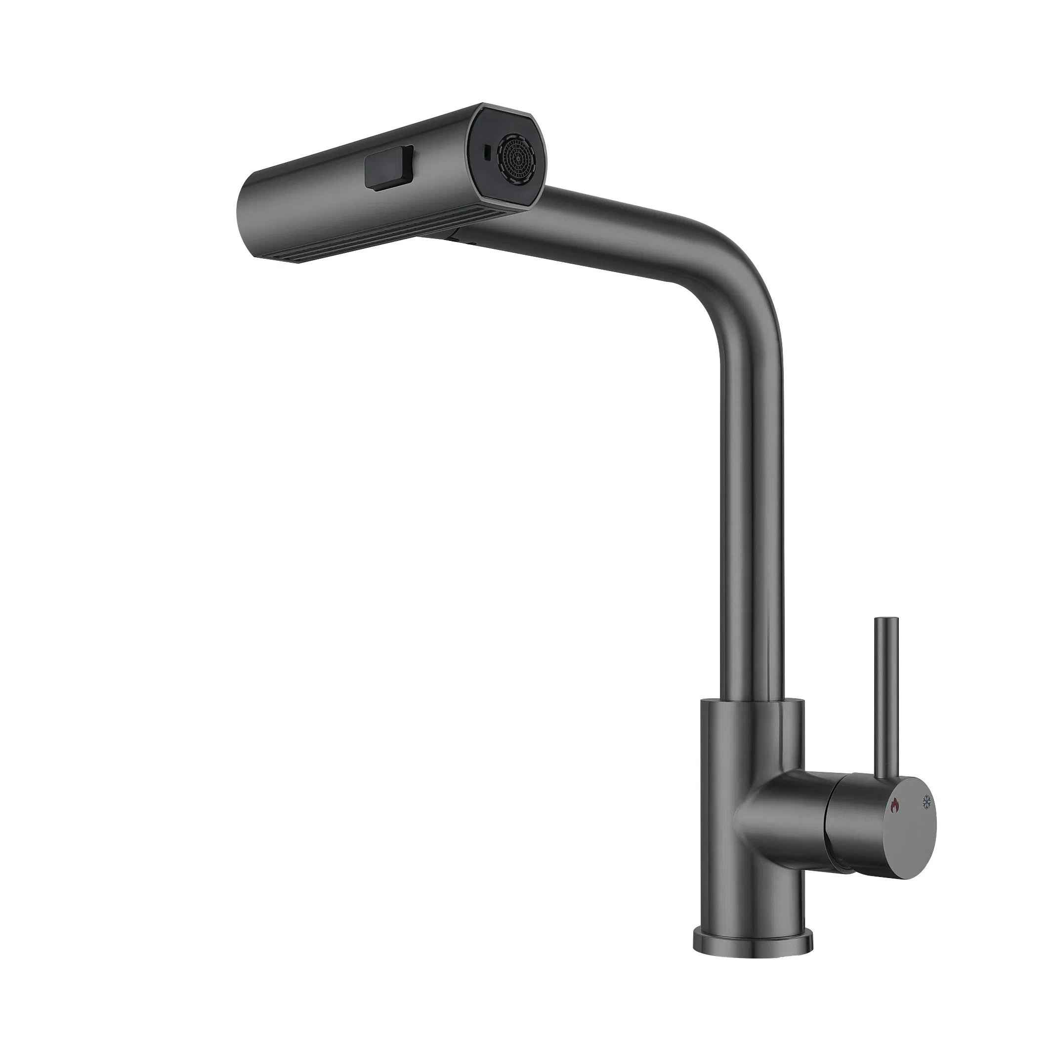 Waterfall Kitchen Sink Faucet with 3 Modes (Sweep/Stream/Waterfall) Pull Down Sprayer, 304 Stainless Steel Commercial Faucet