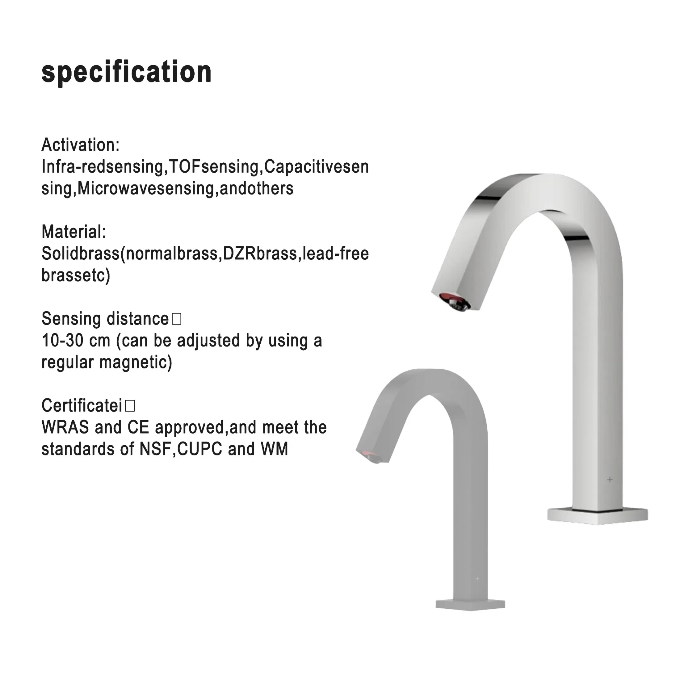 Smart Tap Automatic Faucet Stainless Steel Sensor Touchless Water Saving Single-Hole Mount Commercial Grade