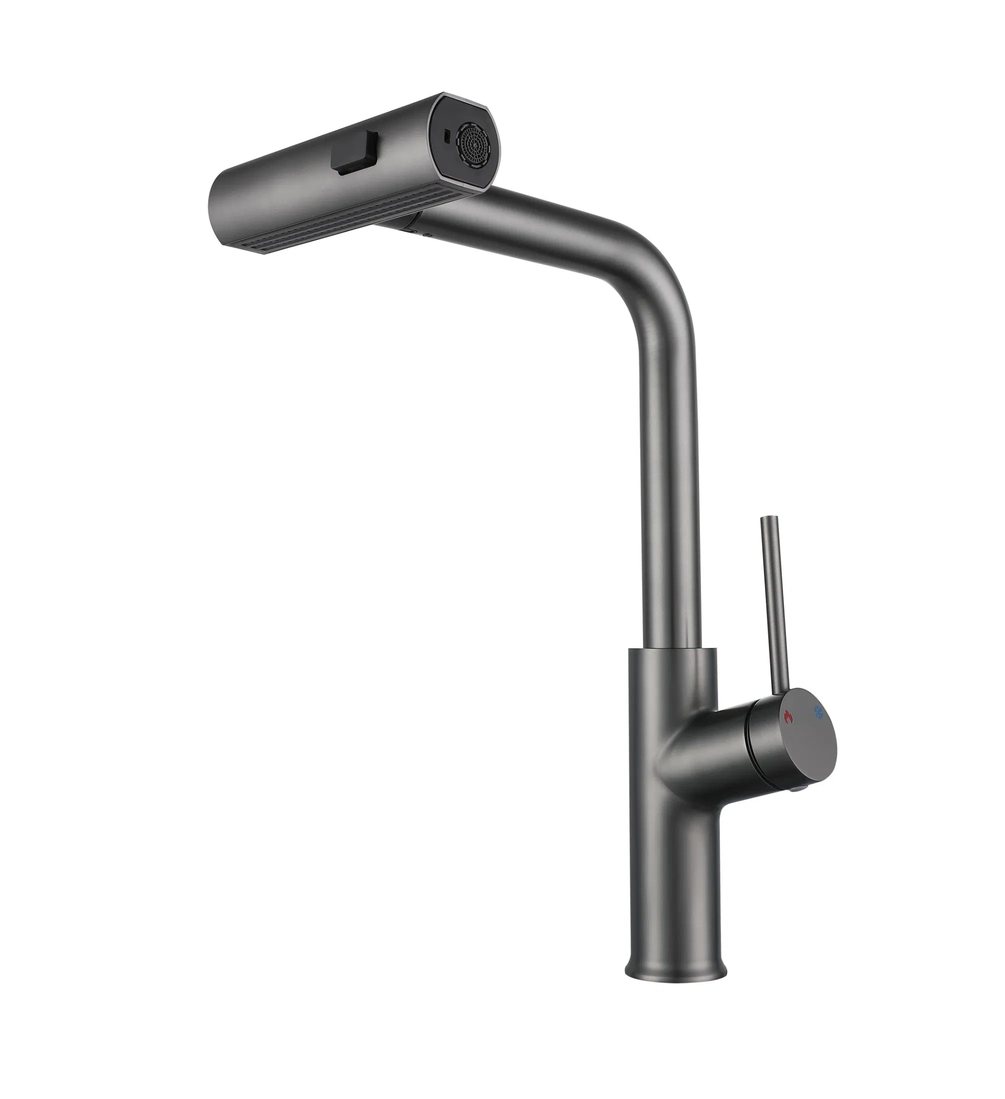 Waterfall Kitchen Sink Faucet with 3 Modes (Sweep/Stream/Waterfall) Pull Down Sprayer, 304 Stainless Steel Commercial Faucet