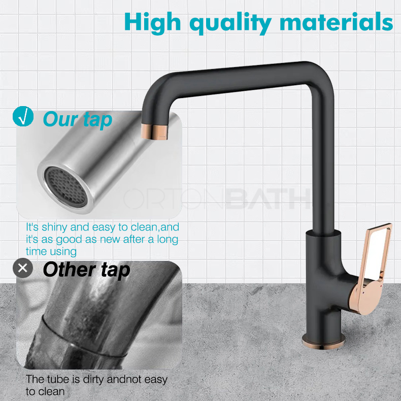 Ortonbath Faucet Junction Matte Black Kitchen Faucet Black, Kitchen Faucets with Pull Down Sprayer, Kitchen Sink Faucet, Faucet for Kitchen Sink