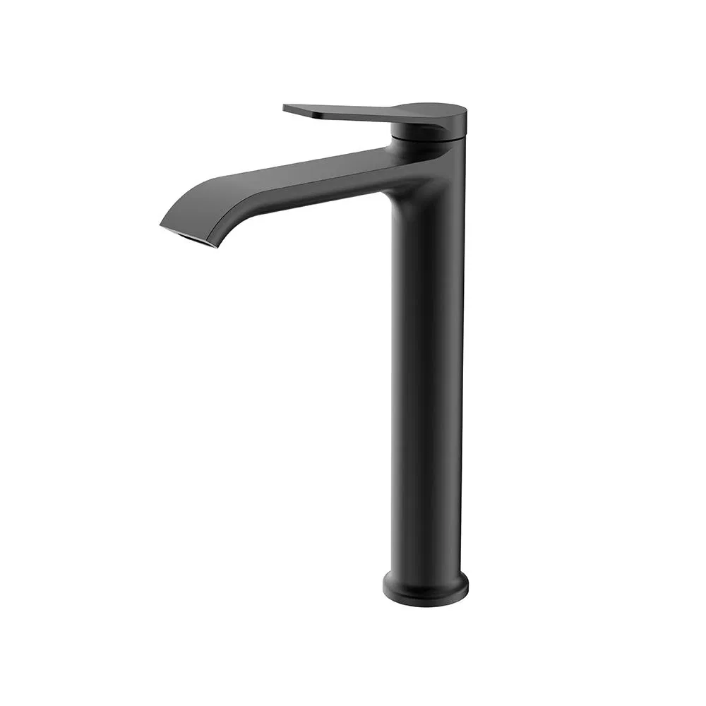 Aqua Gallery Economic Matte Black Solid Brass Commercial Hot Cold Water Taps Basin Mixer Bathroom Water Faucet