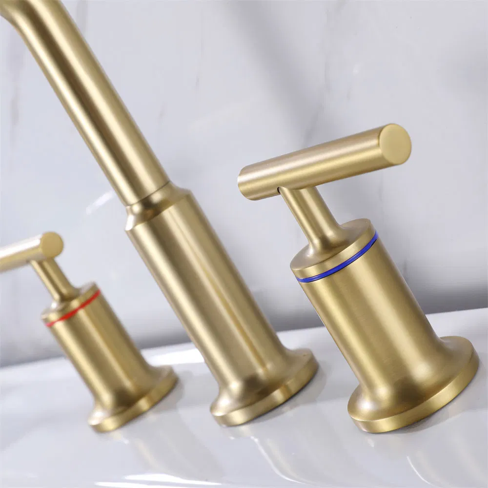 Elegant Brushed Gold Bathroom Faucet with Ceramic Cartridge