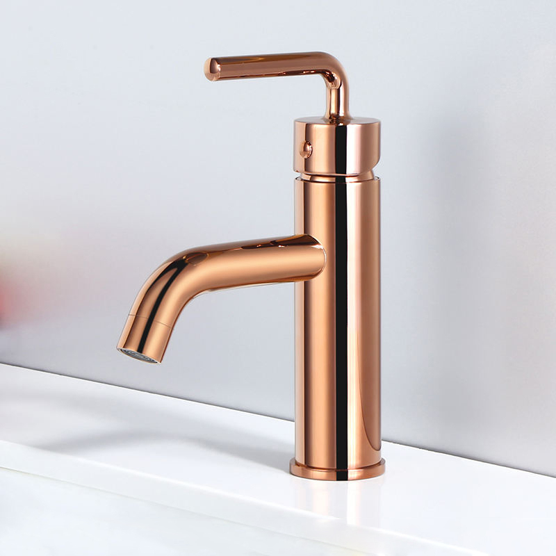 Factory Rose Gold Finished Single Handle Basintap Brass Bathroom Vessel Sinks Faucets