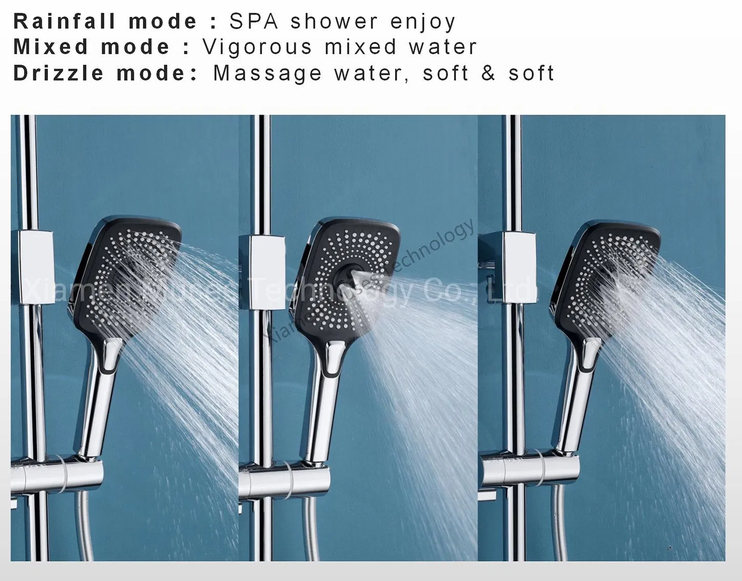Single Handle Level Exposed Chrome Brass Bathroom Bath Bar Shower Panel Enclosure Shower Head Bathtub Faucet Mixer Set Shower Faucet with Hand Rain Shower.