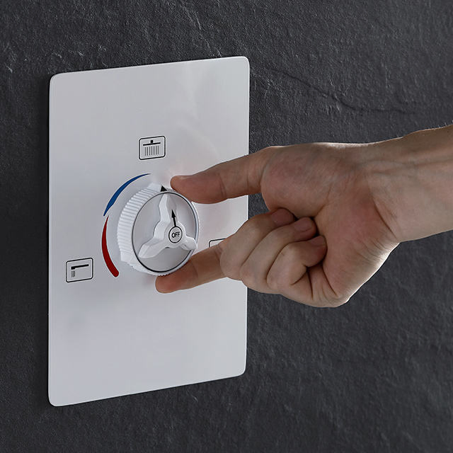 Chrome Square 3 Function Brass Body in Wall Hot and Cold Concealed Shower Diverter Valve Mixer Faucet