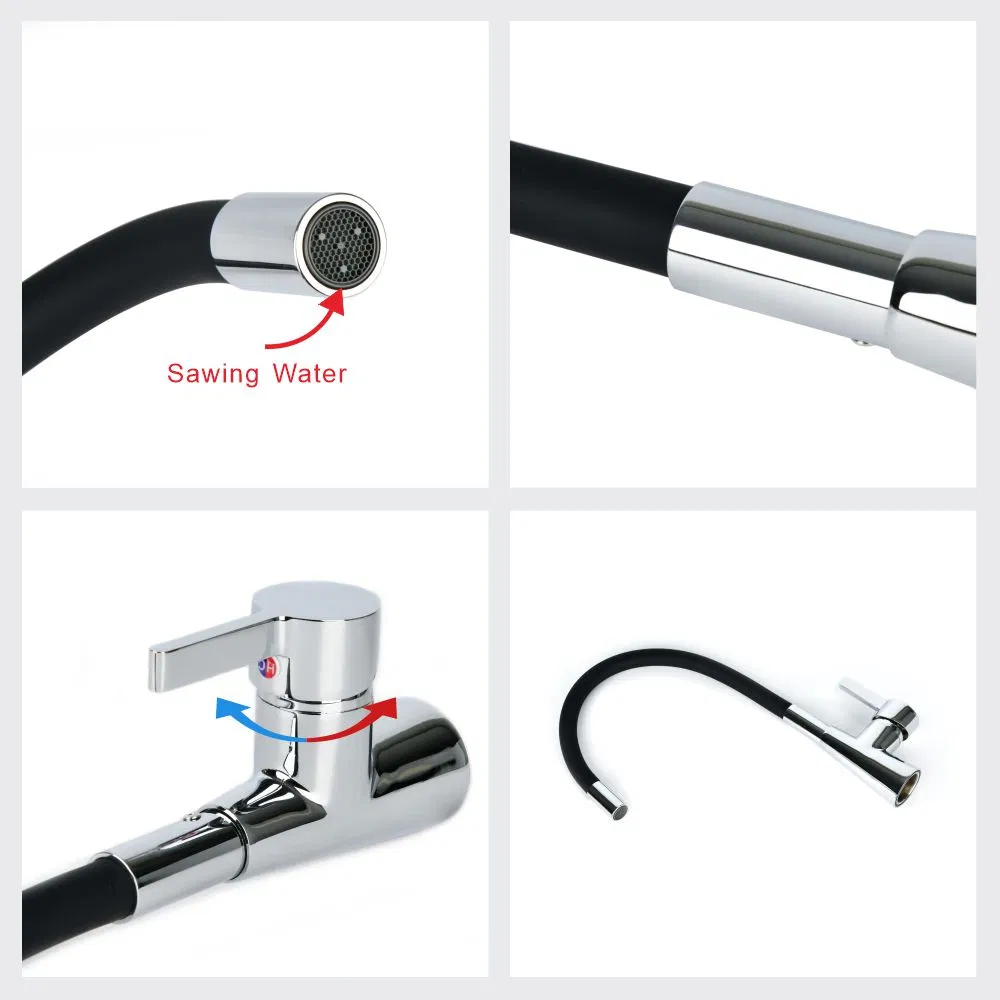 Sanipro Customized Color 360 Degree Rotation Hot and Cold Mixer Sink Taps Flexible Silicon Hose Pull out Brass Kitchen Faucet