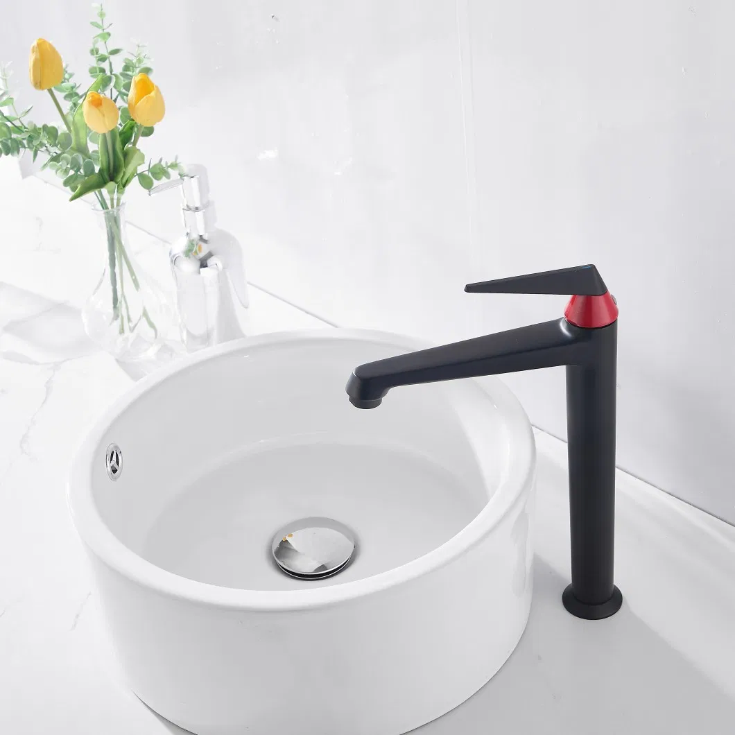 Huadiao New Sleek Matte Black Washbasin Brass Basin Mixer Tap Bathroom Faucet