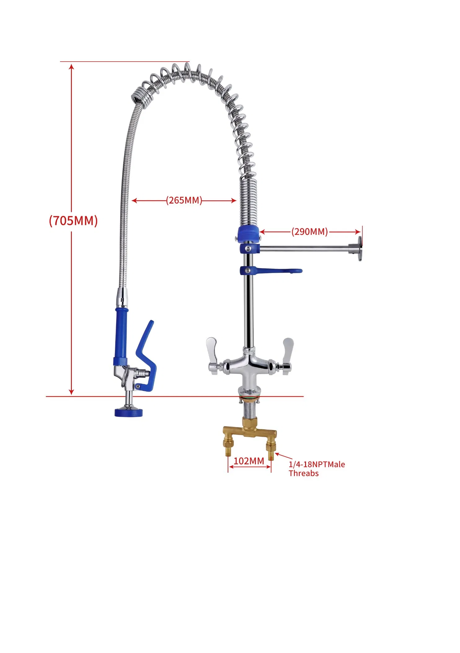Yc5801zg-a Professional Industrial Stainless Steel Deck Mount Hot Cold Commercial Sink Kitchen Faucet