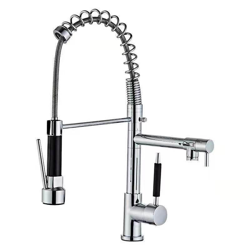 Stainless Steel Silver/Matte Black/Golden Faucet Kitchen 360 Rotation Spring Faucet Multi-Function Pull out Faucet