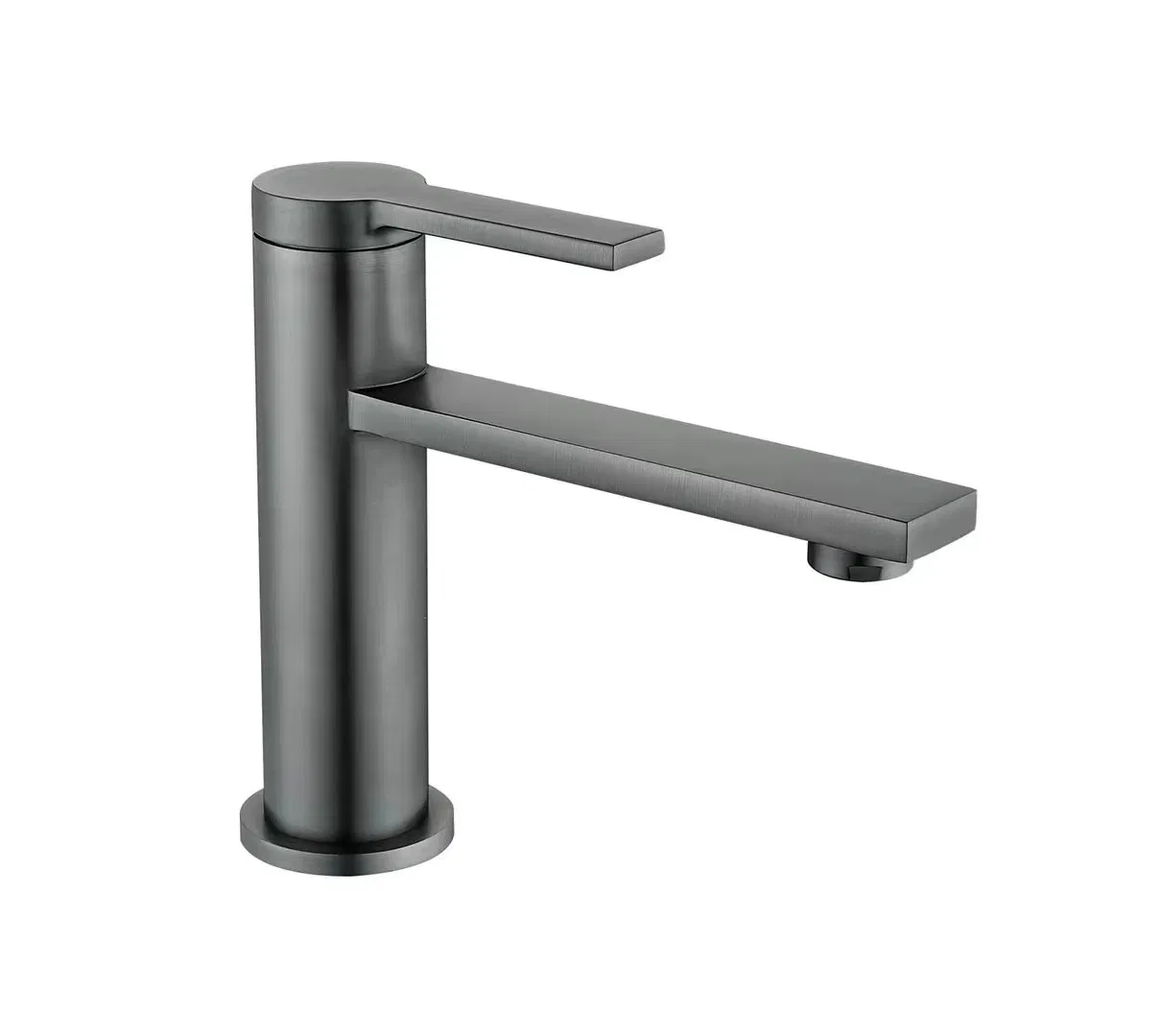 New Design Square Gungray Finish Luxury Deck Mounted Basin Faucet