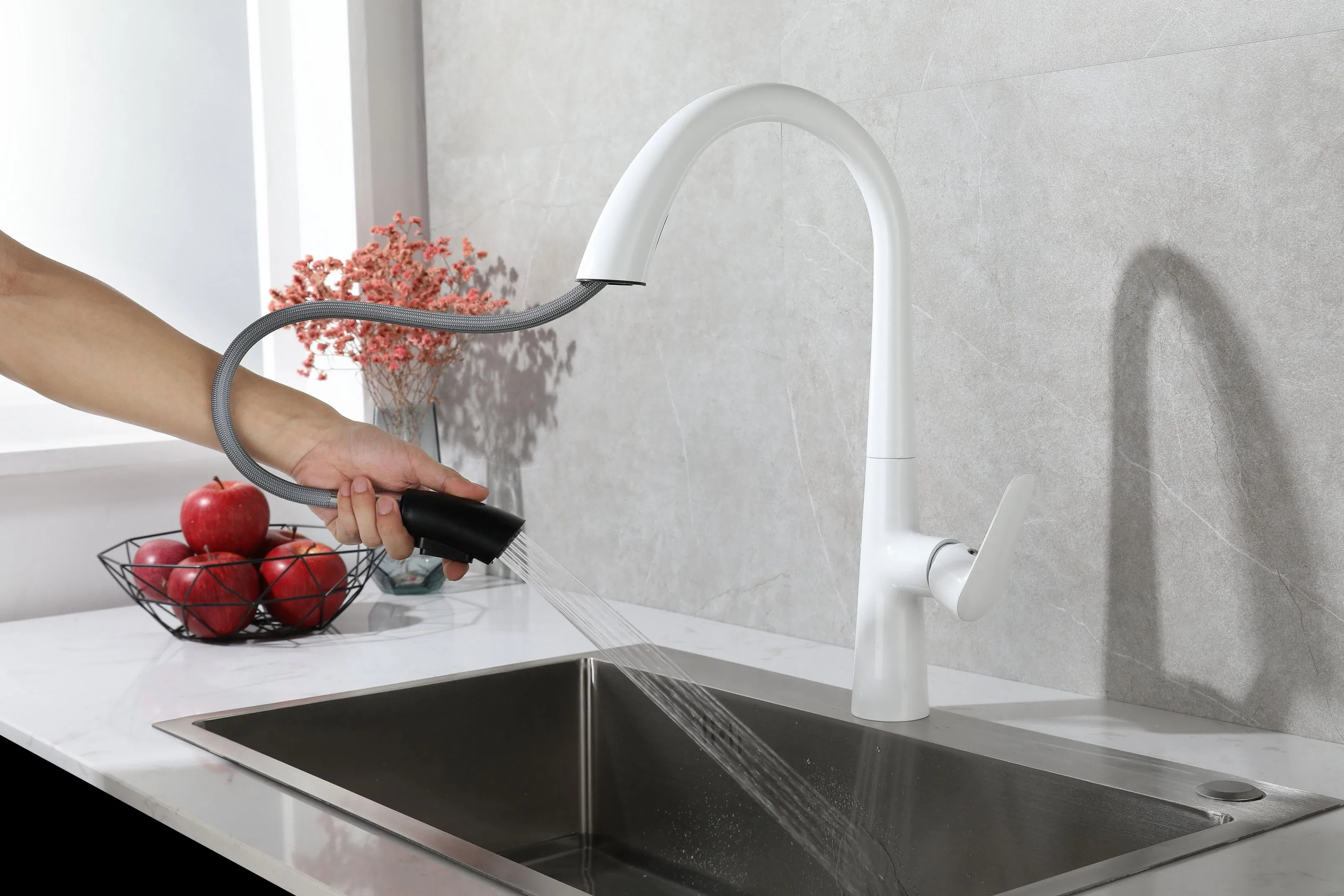 Stainless Steel 304 Water Tap Flexible Kitchen Faucet Sprayer Pull Down Kitchen Tap